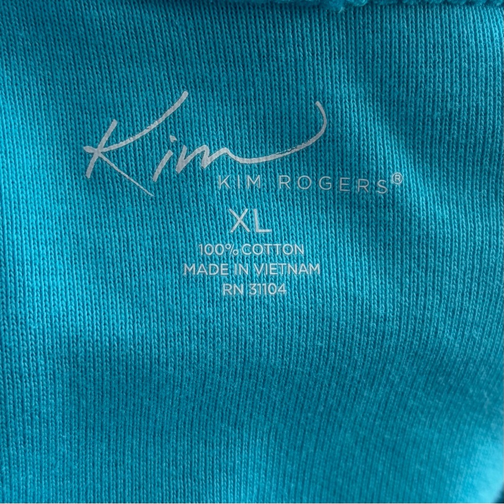 •Kim Rogers• NWT Turquoise Open Front Cotton Cardigan - Size XL - Picture 2 of 9